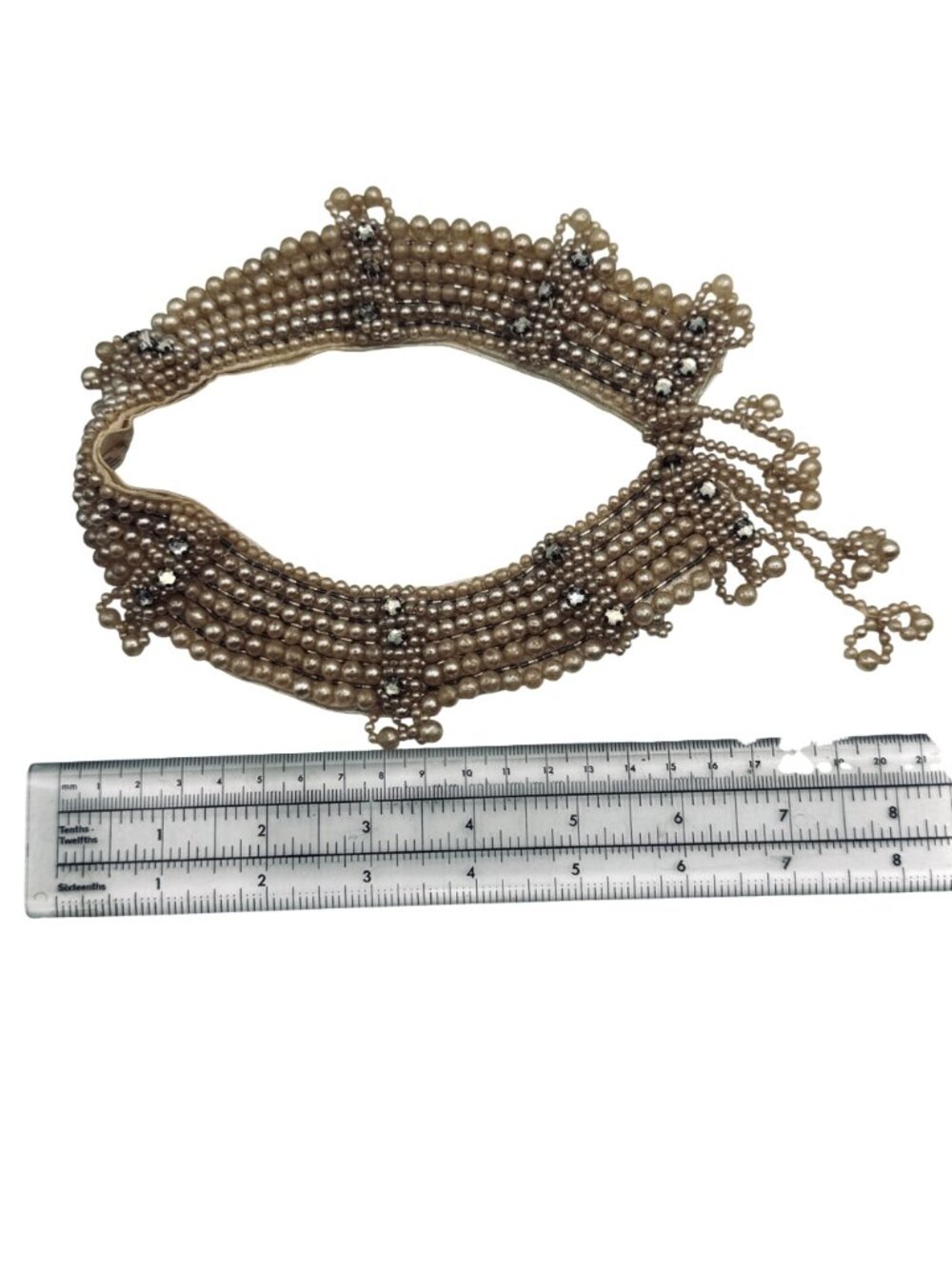 Vintage Faux Pearl Rhinestone Collar Handmade Top Hit Baar & Beards Mid-Century - Picture 10 of 10
